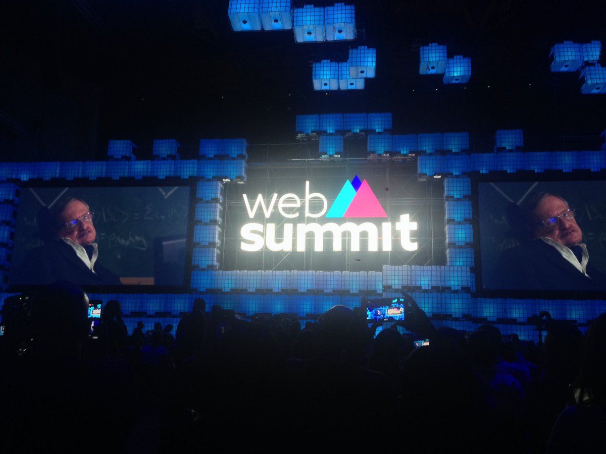 AndrasVolom's tweet photo. @StephenHawking8 at @WebSummit talks #AI • either the best or worst to happen to #humanity, definitely the top Q today: depends on humans... https://t.co/cGC3J9uvfj