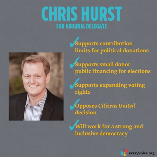 EveryVoice's tweet photo. Vote TODAY for @ChrisHurstVA! We want a strong and accountable democracy! #hurst4delegate #flipthe12th https://t.co/Aos58NPR7C