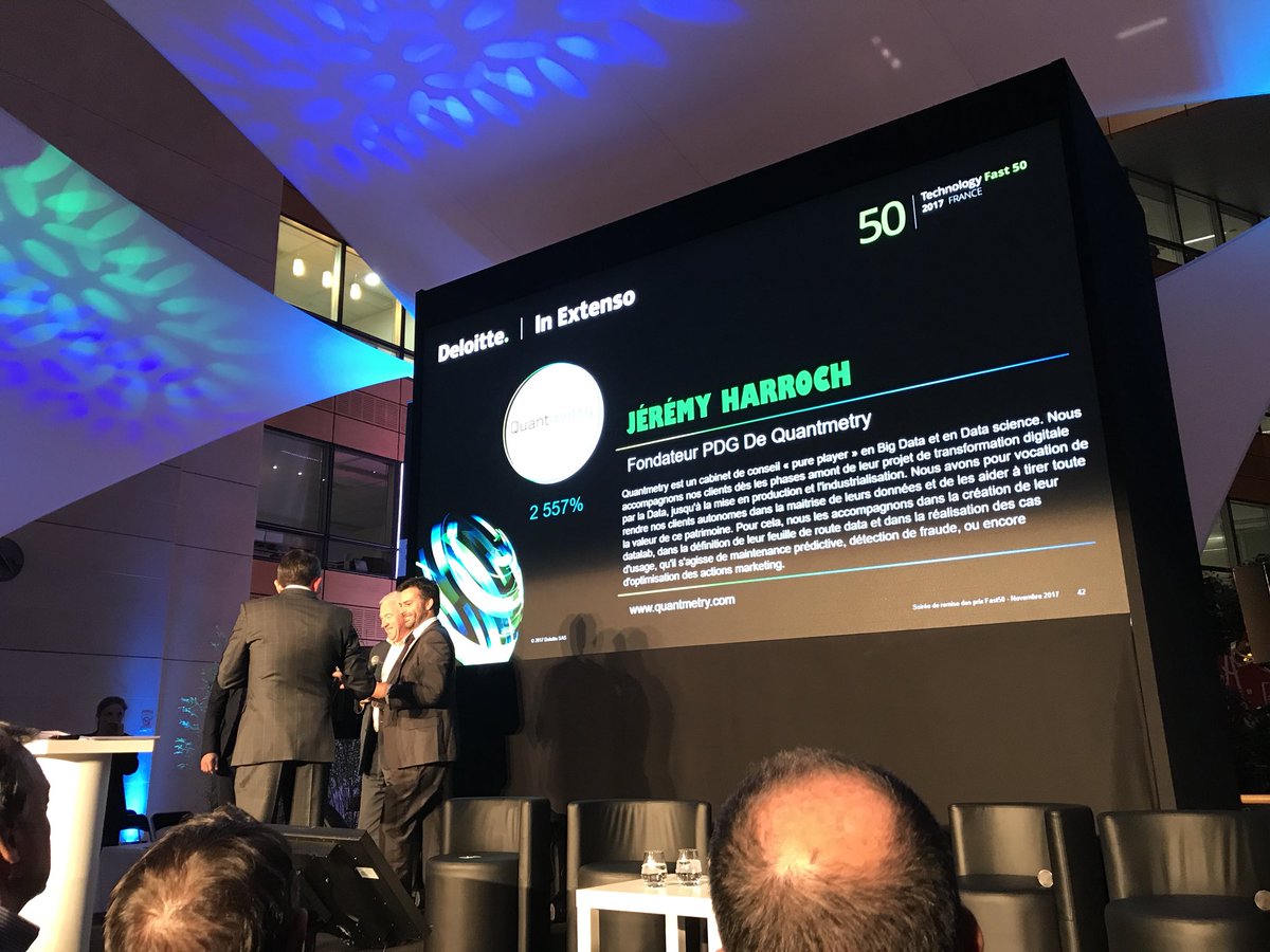 lpawlicz's tweet photo. Prix à @Quantmetry @jeremyharroch très beau discours sur + de féminisation ! Bravo! #Fast50 @Deloitte @2Spark_company https://t.co/RPICoTiAq8