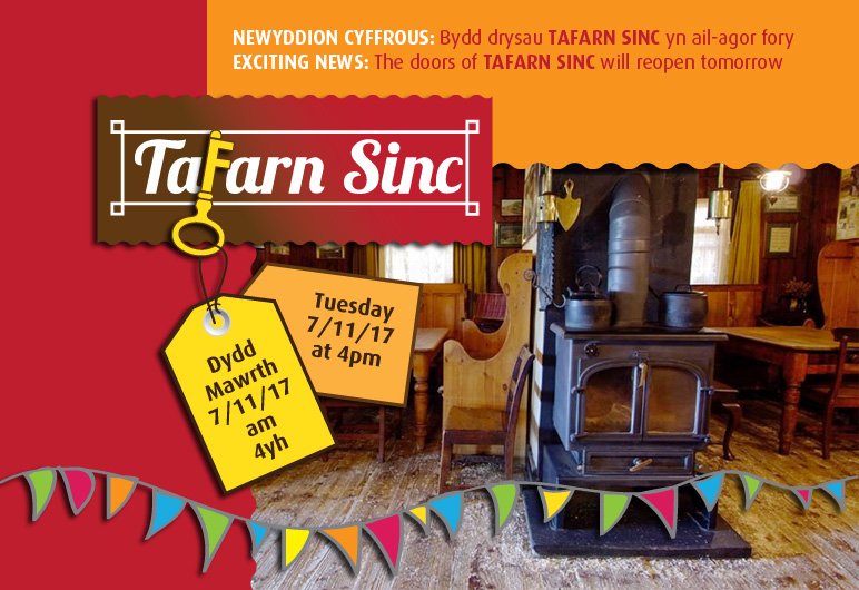 Newyddion Cyffrous | Exciting News
Bydd drysau TAFARN SINC yn ail-agor fory am 4yp
TAFARN SINC will reopen tomorrow at 4pm 
🍺🍻🍷🥂🥃🍹🍾