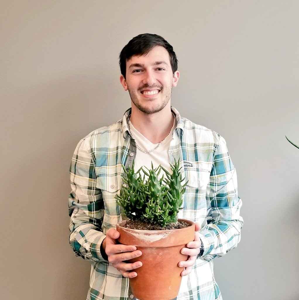 bryancmounce's tweet photo. Vince begins his rotation today. First, his picture with Sharon, the needle-y cactus. #timeformathpractice #futuremathlete https://t.co/vukt7zHinh