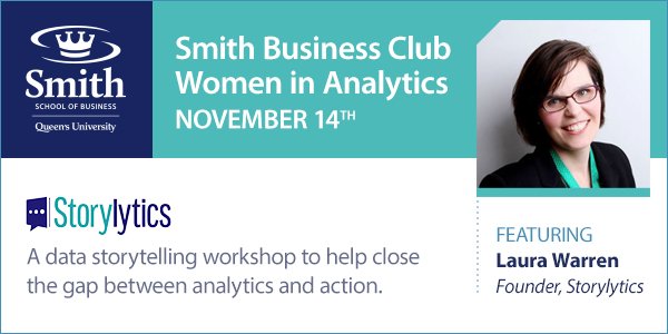 SmithBusiness's tweet photo. Join fellow alumni, students & guests for an interactive #data workshop with Laura Warren, founder of @storylytics. https://t.co/2FtkKt761Z https://t.co/Y4MV5naO3H