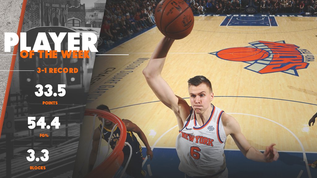nyknicks's tweet photo. The @NBA’s Eastern Conference Player of the Week.
 
And, he’s just getting started. https://t.co/Qv9FLBElVT