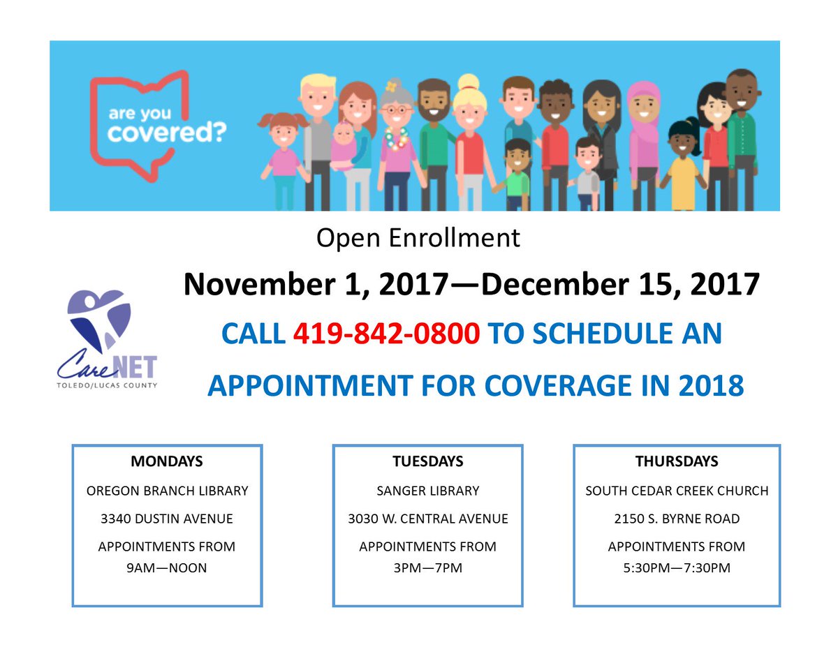 HealthyLucasCty's tweet photo. Need help with open enrollment? @Toledo_CareNet  has certified application counselors! Learn more at https://t.co/i4QCBo3yJQ https://t.co/CVoluoIT8W