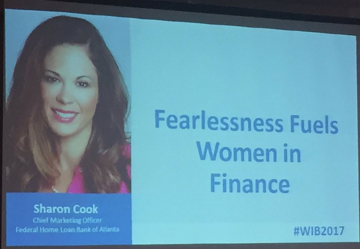FHLBAtl's tweet photo. Our very own CMO, Sharon Cook, speaking on fearlessness in finance at today's Women in Banking Leadership Symposium. #WIB2017 https://t.co/0oeAKXABoJ