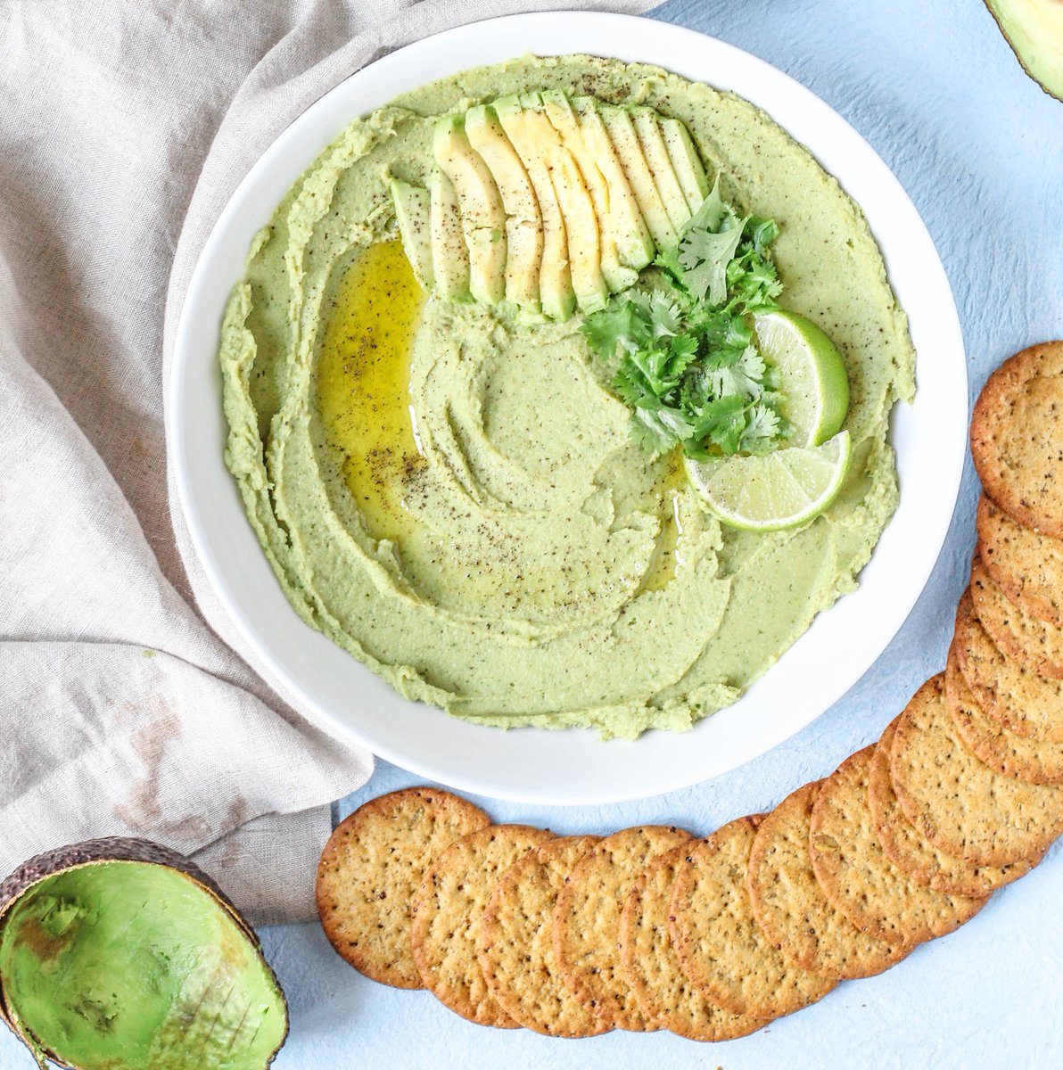 Avocado meets hummus in this delicious, healthy dip. Serve with your favorite cracker and watch it disappear! bit.ly/2h8gtBl