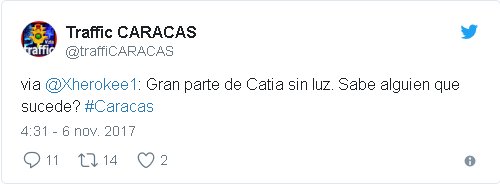 UltimoMomentoVE's tweet photo. #ÚltimoMomento #EnImágenes #6Non
Usuarios #Twitter reportan a #Catia #LaPastora y #23DeEnero sin luz desde las 3AM de esta madrugada https://t.co/3kJYUGXFN0