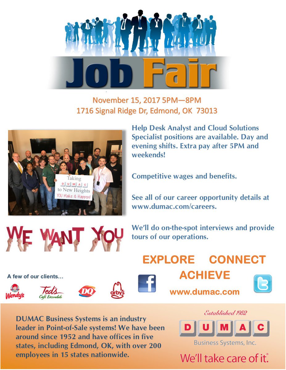 RDSOKC's tweet photo. We are hosting a job fair at our Edmond, OK office! Come out November 15th 5-8PM! https://t.co/6YT1pvV23a