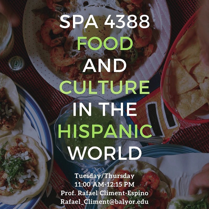 BUSpanish's tweet photo. Hungry? Try something new with SPA 4338 Food and Culture in the Hispanic World in the Spring! https://t.co/vbjoTmPi72