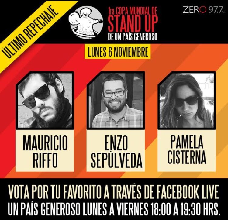 elwerne's tweet photo. Hoy en #paisgeneroso: buscamos al últim@ comediante clasificad@ para la gran final de la #CopaStandUp mañana en vivo desde el Teatro Mori 🐀🐁 Mira y VOTA en https://t.co/ea8S8Khykx ;) https://t.co/I4z9hzQIih