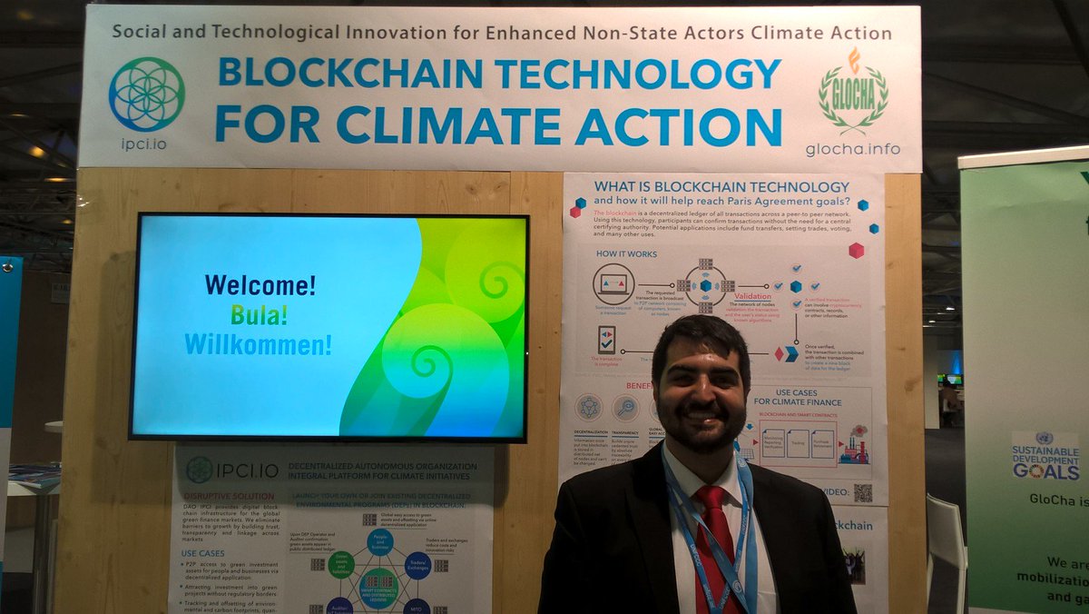 GellertParis's tweet photo. Great booth @COP23 @glocha_mp @iaaiglocha #blockchain4climate https://t.co/JGJwNw8PY0