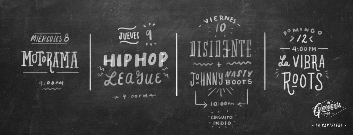 Aquí tienen su cartelera semanal para que vayan afilando el flow y entre rap y rock ¡nos la pasemos de diez!