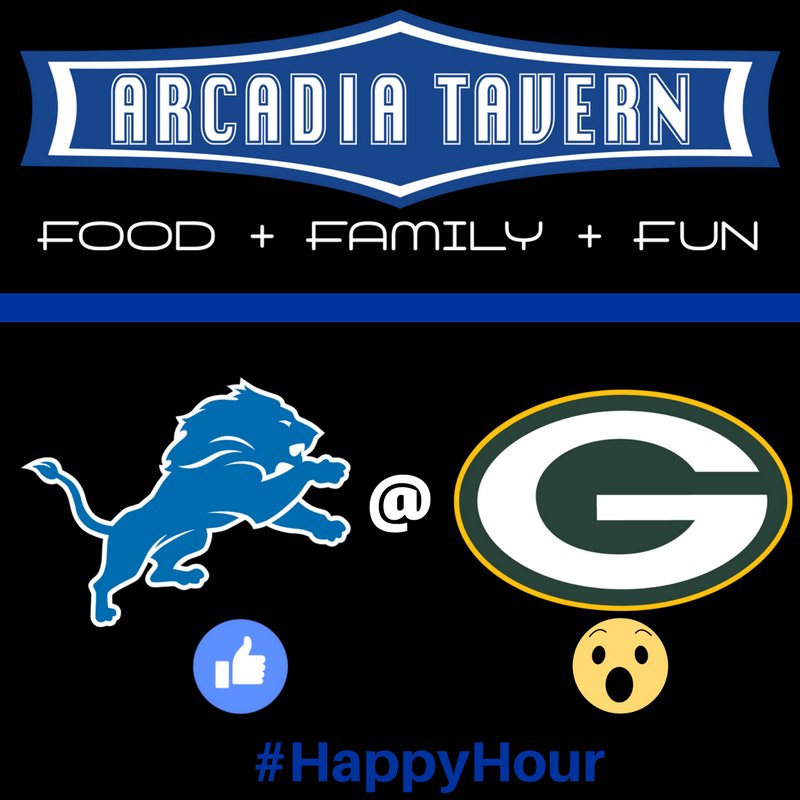 ArcadiaTavern's tweet photo. Come in for #HappyuHour🍺 at 4pm and stay for the #DETvsGB🏈 game!
Don't forget to join the fun on November 16th! Link https://t.co/HDcXQCgy0g https://t.co/SU3QwmGF3k