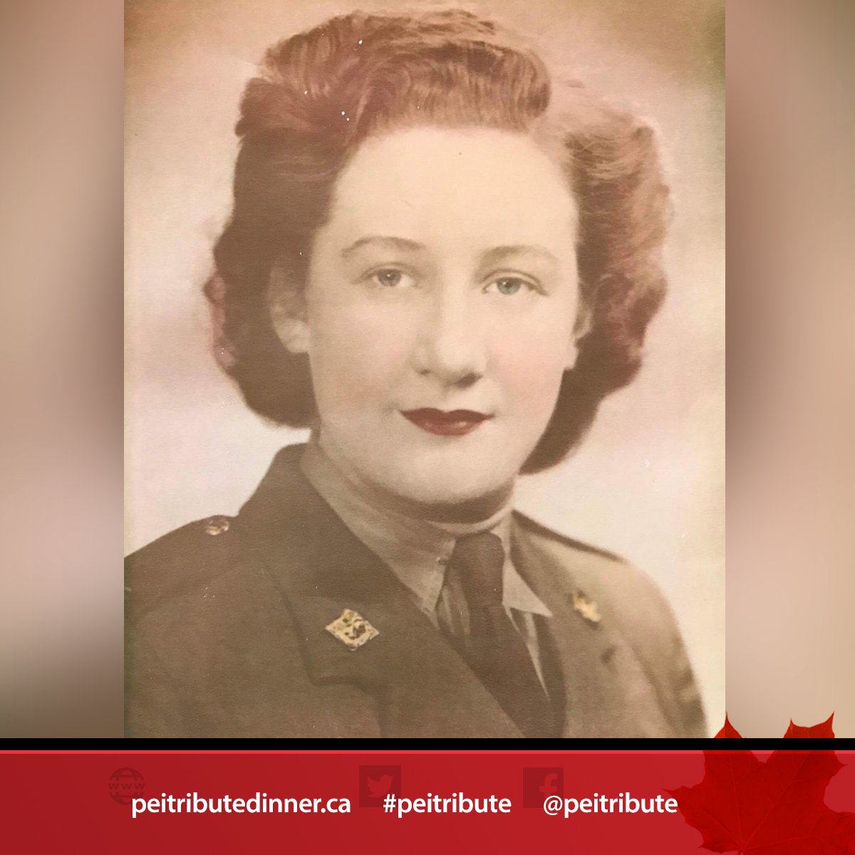 PEITribute's tweet photo. Meet Joyce Paynter from the Canadian Women’s Army Corps at the #pei Tribute Dinner on Nov 9: https://t.co/bQr7GA8Vq8 https://t.co/zVj8WHcigp
