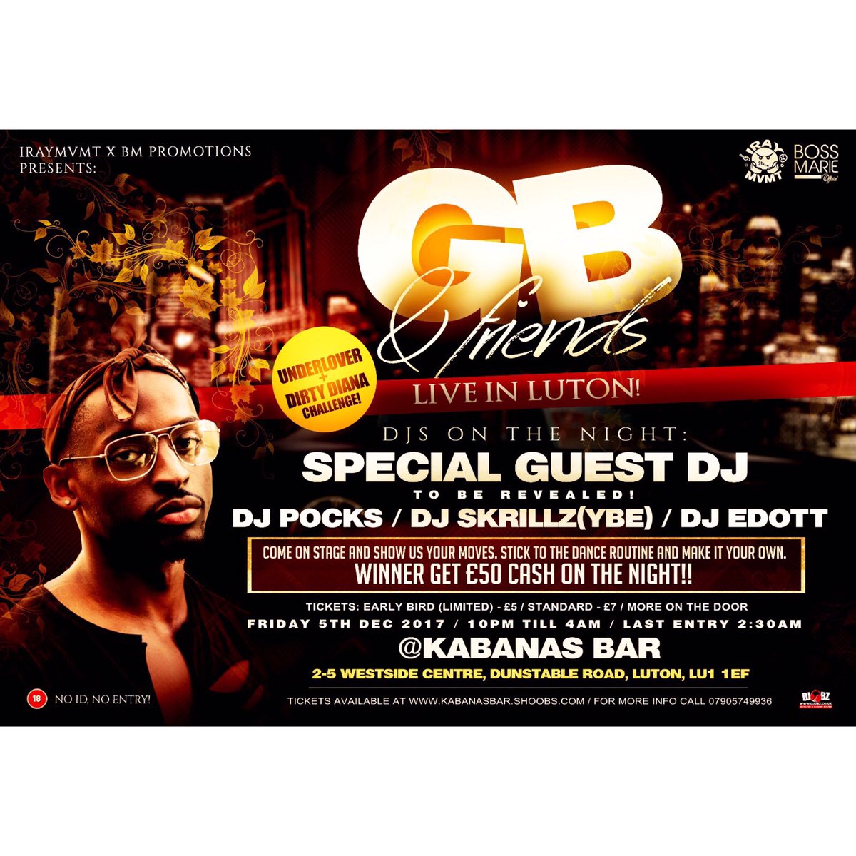 FusionPromo_'s tweet photo. ▪#GBLiveInLuton
🎤GB &amp; Friends Live In Luton
 🏙Kabanas Bar
🗓5th December 2017
🚫No ID No Entry 
🎟https://t.co/AB4hz9haUa https://t.co/IO7ivQa2er
