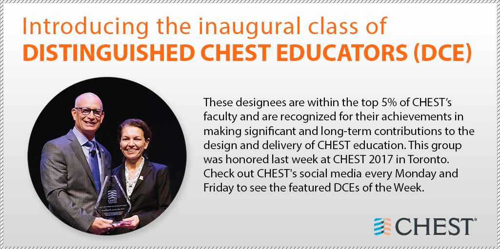 Introducing the inaugural class of Distinguished CHEST Educators (DCE)! 
hubs.ly/H095NRm0