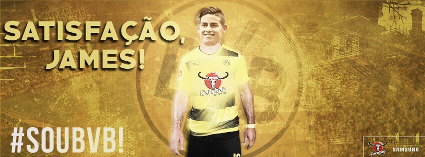 BVB_EBL's tweet photo. SATISFAÇÃO, JAMES! O astro colombiano continua na Alemanha, porém agora em um grande clube. #SatisfationJames https://t.co/vtanreVZ5L