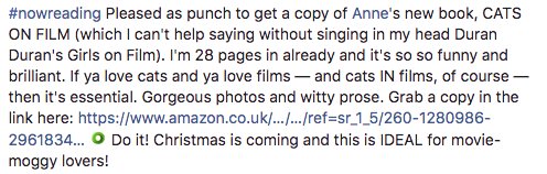 AnneBillson's tweet photo. A lovely write-up of CATS ON FILM on Facebook by @DarkEyeSocket 
https://t.co/biOB2n4iUY https://t.co/XBs2aK7Z3T