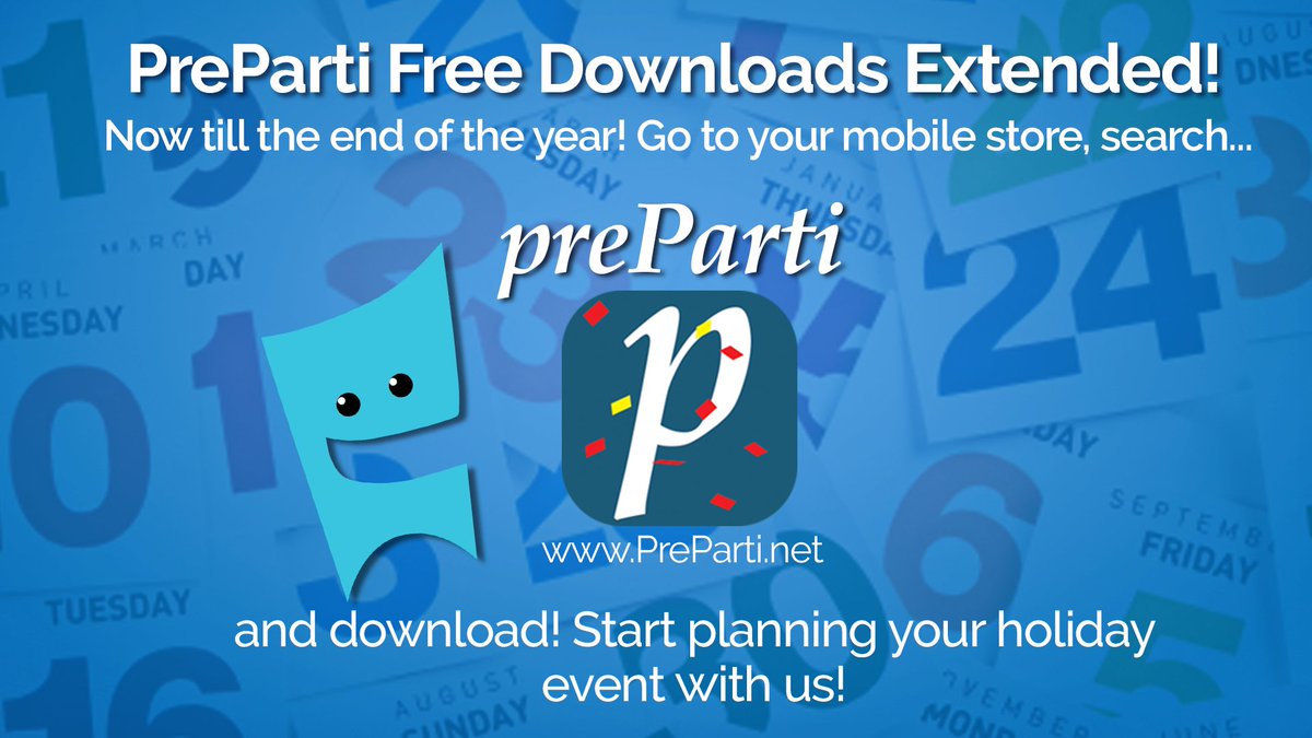Preparti_App's tweet photo. Until the End of The Year you can download preParti for FREE!! Go to your Android and IOS store and start planning #free #preparti #events https://t.co/CHRGvD60C4