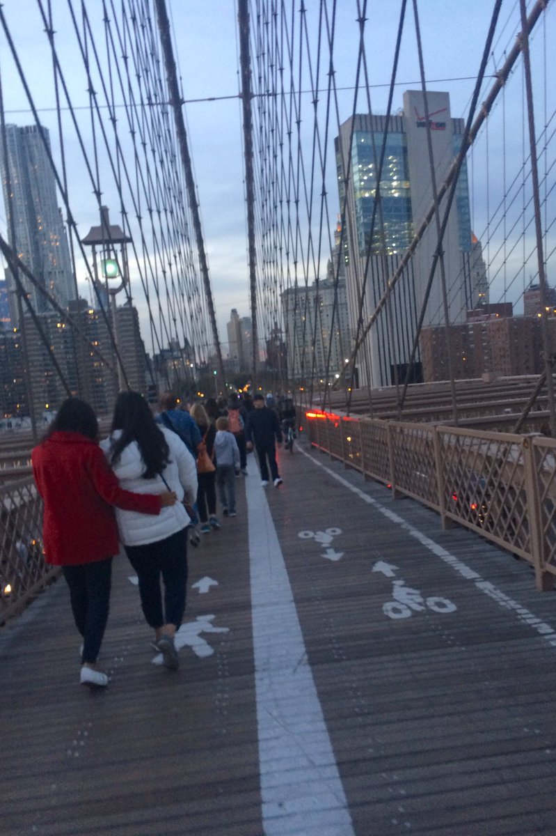 Skies clearing up — and beautiful as always to walk across the Brooklyn Bridge. #cityoflove