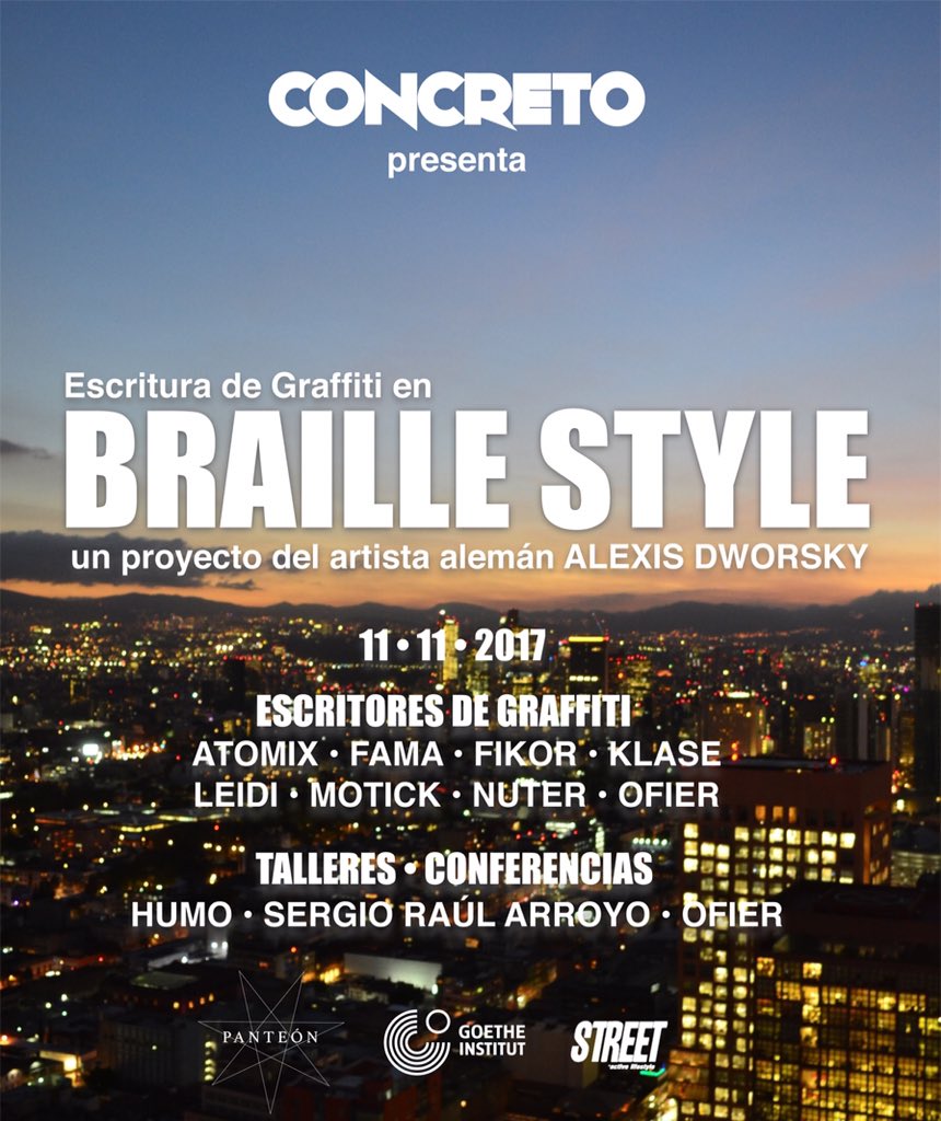 StreetAL's tweet photo. CONCRETO regresa en su 5ta edición con BRAILLE STYLE, a través de #StreetAL https://t.co/dUjKIfKP2b
#sigueenelcamino https://t.co/BxghacDg5K