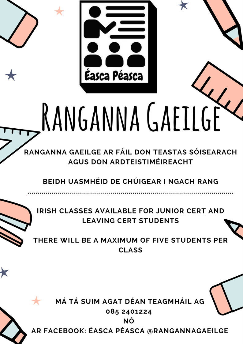 Sarsfields91's tweet image. Ranganna Gaeilge ar fáil anois

Irish classes available now
