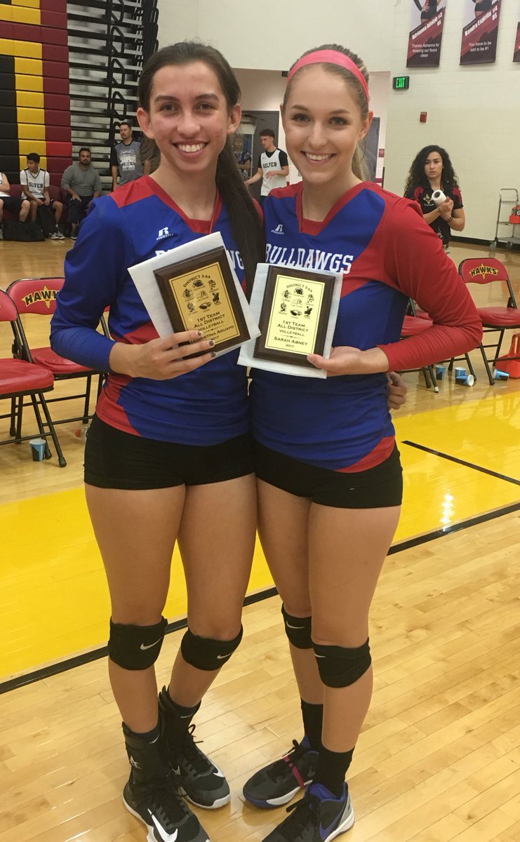 ladydawgsbball's tweet photo. Congratulations to Christina Aguayo and Sarah Abney on being selected All-District 1st team in volleyball. #timeforstate #twosportathletes https://t.co/Y7fQ1j35Qf