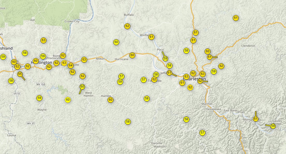 BrandonWxWCHS's tweet image. The #wundermap from #weatherunderground.com is showing pretty mild temperatures across our region for this time of the year, this time of the night. It may feel more like Summer tomorrow! What's coming with that warmth, though? More tonight on Eyewitness News after Football!