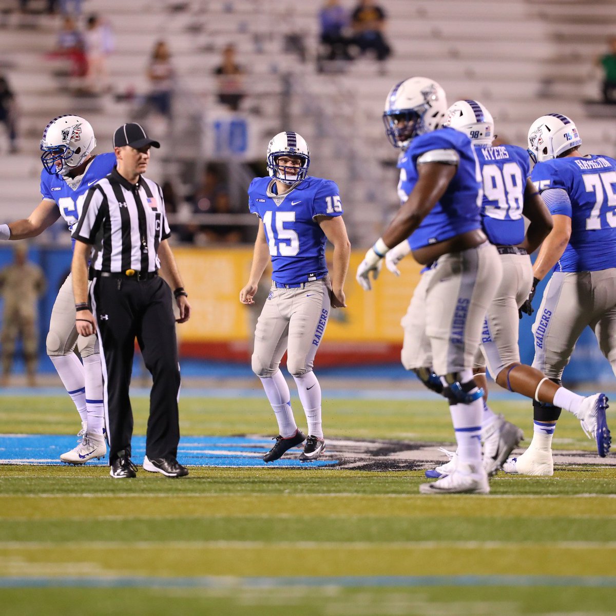 MTAthletics's tweet photo. With a career-long 51 yard FG tonight, Canon Rooker (@ctrooker) is only kicker in program history to with two 50-plus yarders in same season https://t.co/LG23yBfxrl