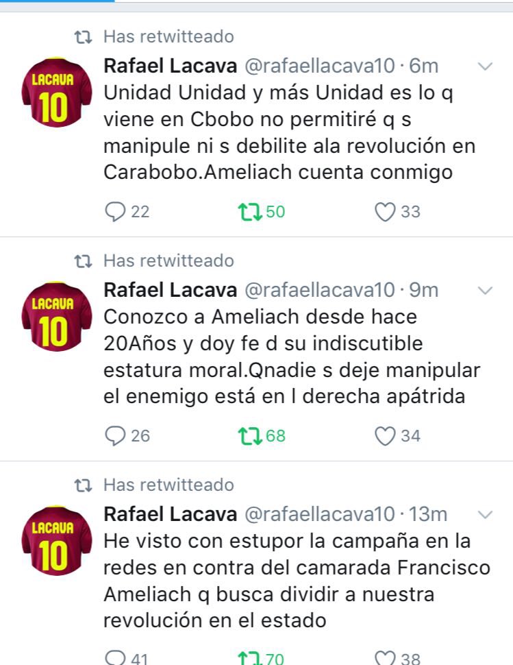AmeliachPSUV's tweet photo. Intrigantes de siempre no podrán fracturar la monolítica hermandad que me une a @rafaellacava10 Preservaremos la unidad revolucionaria https://t.co/wg25l8qKKx