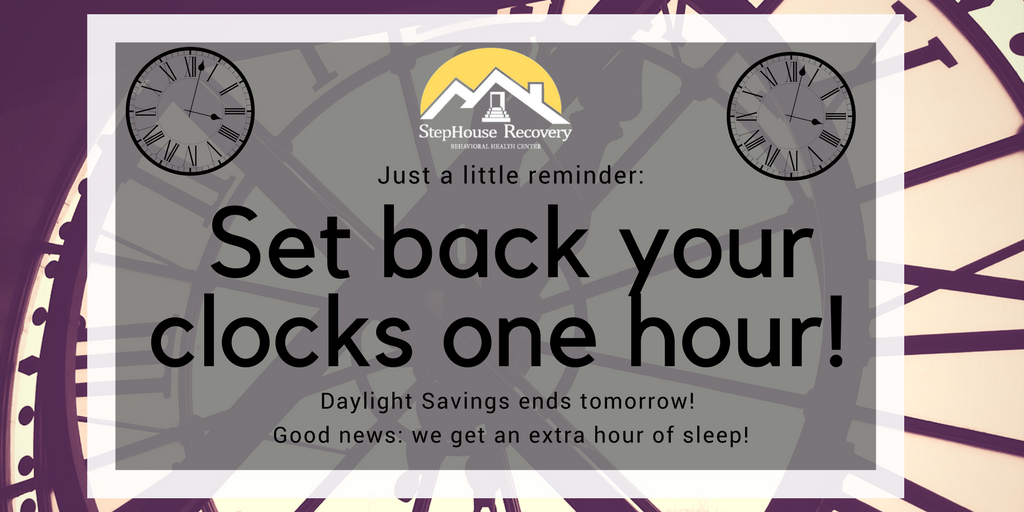SoberLivingOC's tweet photo. Because who doesn't like an extra hour of sleep? #recovery #sober #daylightsavings #friendlyreminders #takecareofyourself https://t.co/ZJ17XPRopf