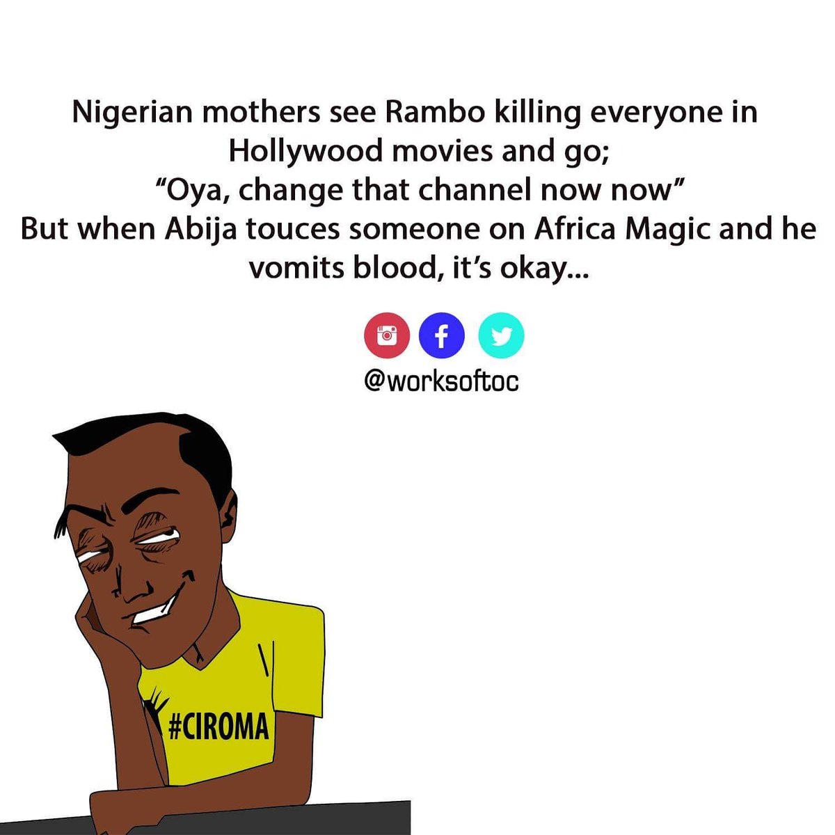 DesignsbyTOC's tweet photo. Almost every Nigerian child has experienced this.
But we love our mothers all the same!๐
#Lol #Memes #rofl #Nollywood #Hollywood #Worksoftoc https://t.co/XW7buw7qbZ