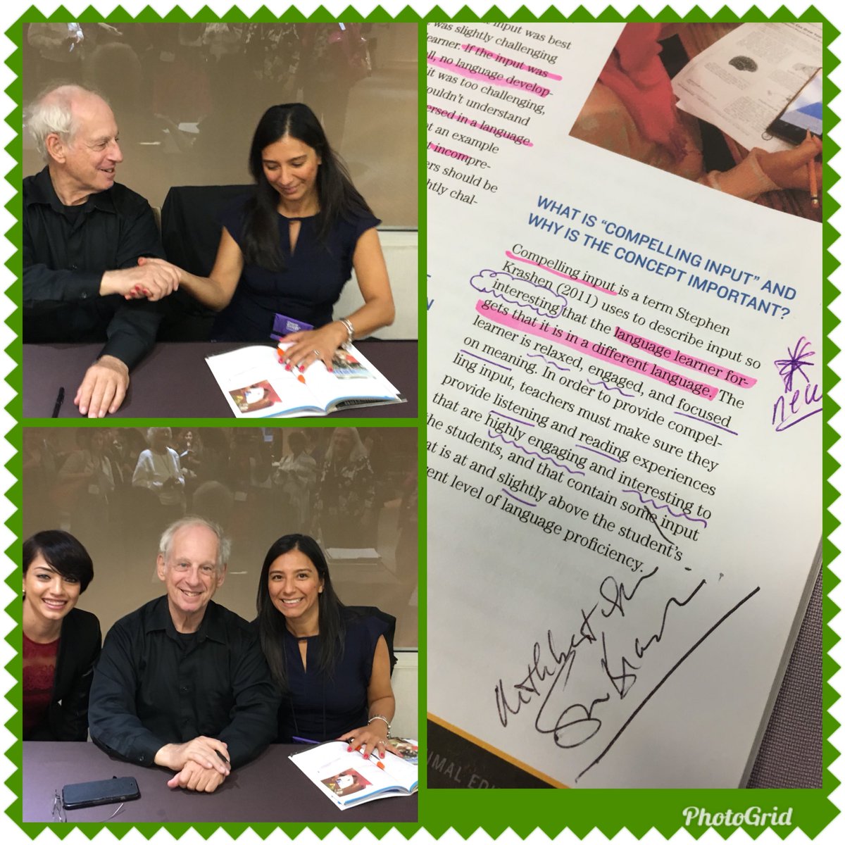 emilyfranESL's tweet photo. A once in a lifetime opportunity...picture with Dr. Stephen Krashen!
&
He signed my Boosting Achievement book 😮✨😋 #CompellingInput #ESL https://t.co/VQwaUH7jkt
