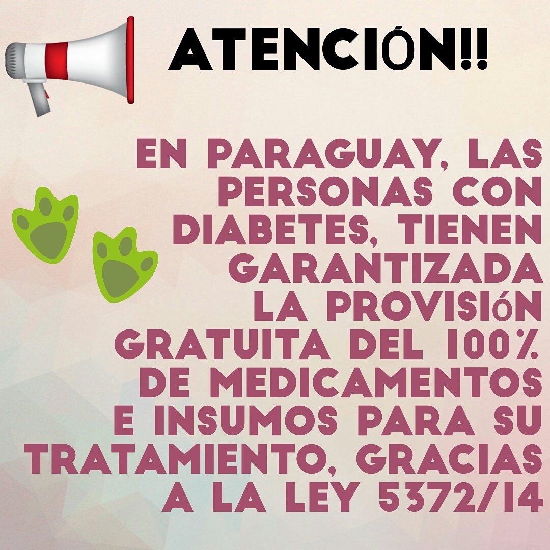 DiabeTRex's tweet photo. Ley 5372/14 de Prevención y Atención Integral a la Diabetes prevé este beneficio y muchos otros para las personas con diabetes de Paraguay☺ https://t.co/R9z0RAnnpB