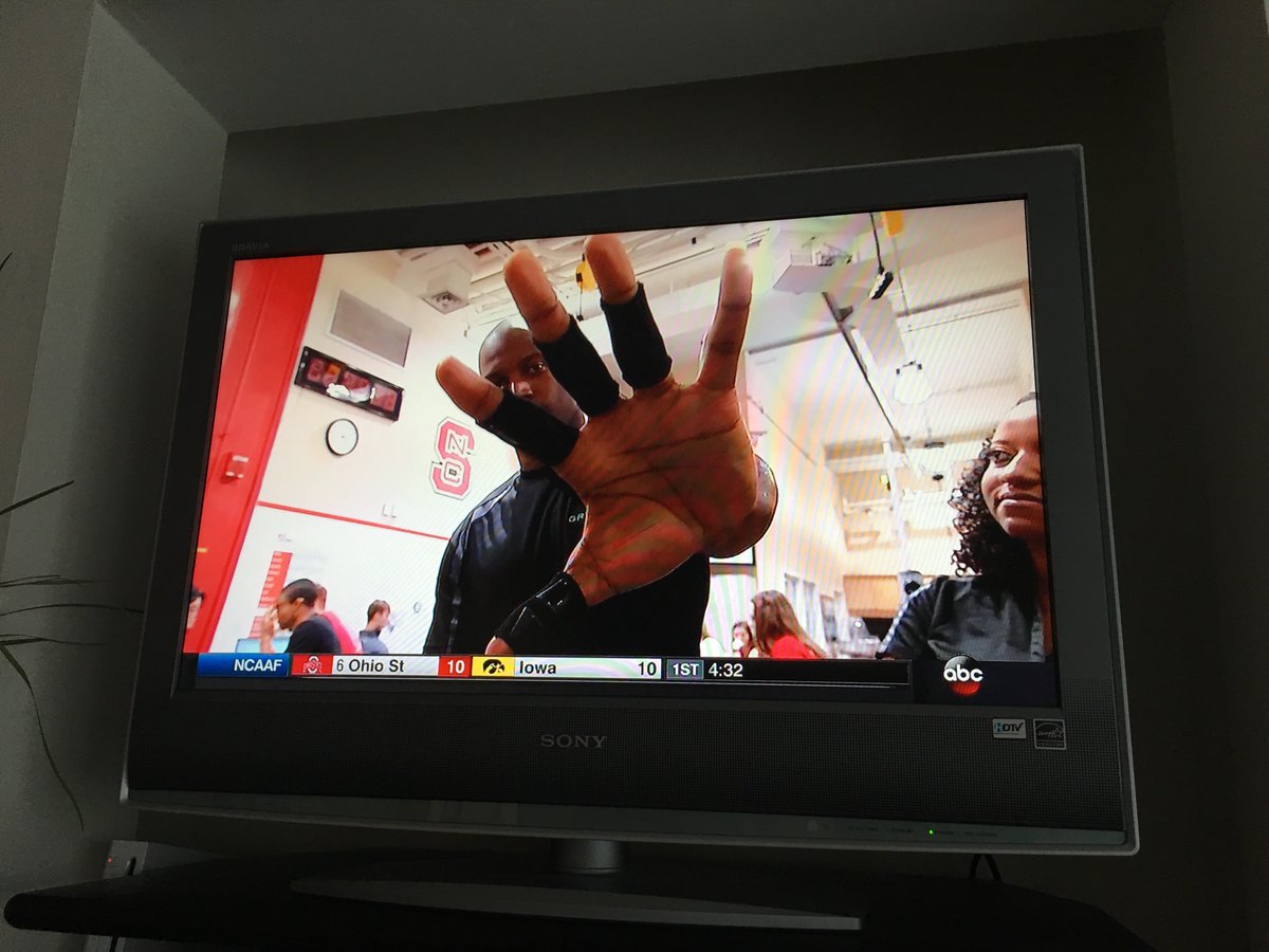 Nice shout out to <a href="/Gryppers/">Gryppers Inc.</a>, NC IDEA SEED #grantrecipient during today’s <a href="/PackFootball/">NC State Football</a> game. In stores in Dec. #gamechanging #innovation