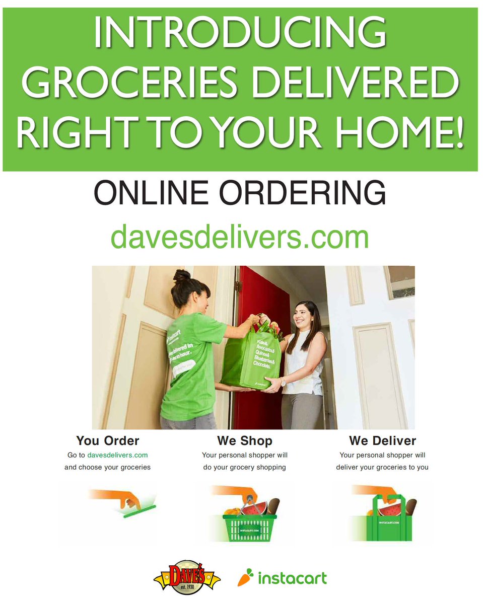 Coming on 11/9/17.... Dave's Markets will be delivering!  Stay tuned for more information!