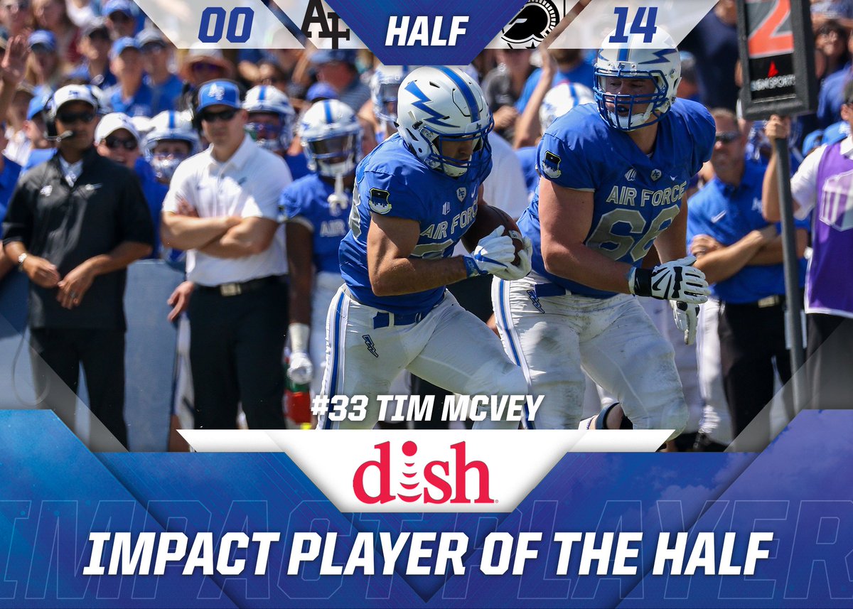 AF_Football's tweet photo. Your @Dish Impact Player of the Half was RB Tim McVey. #Dish #OwnSaturday #AFvsARMY #BeatArmy #letsfly https://t.co/QQVbzLP21Y