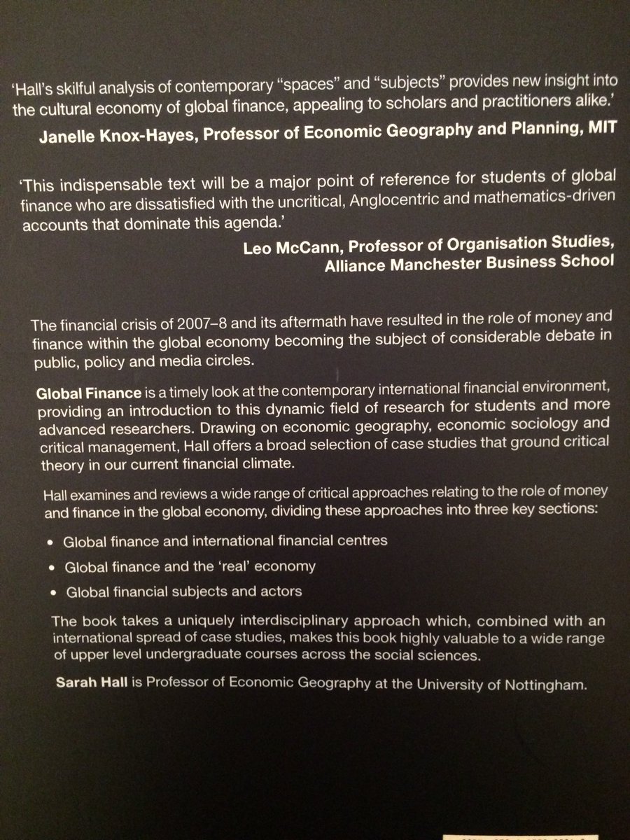 PerfectCuppa1's tweet photo. Very excited to receive my copy of #GlobalFinance @drsarah_hall #globaleconomy #internationalfinance #economicgeography #economicsociology https://t.co/kbIG5gFrer