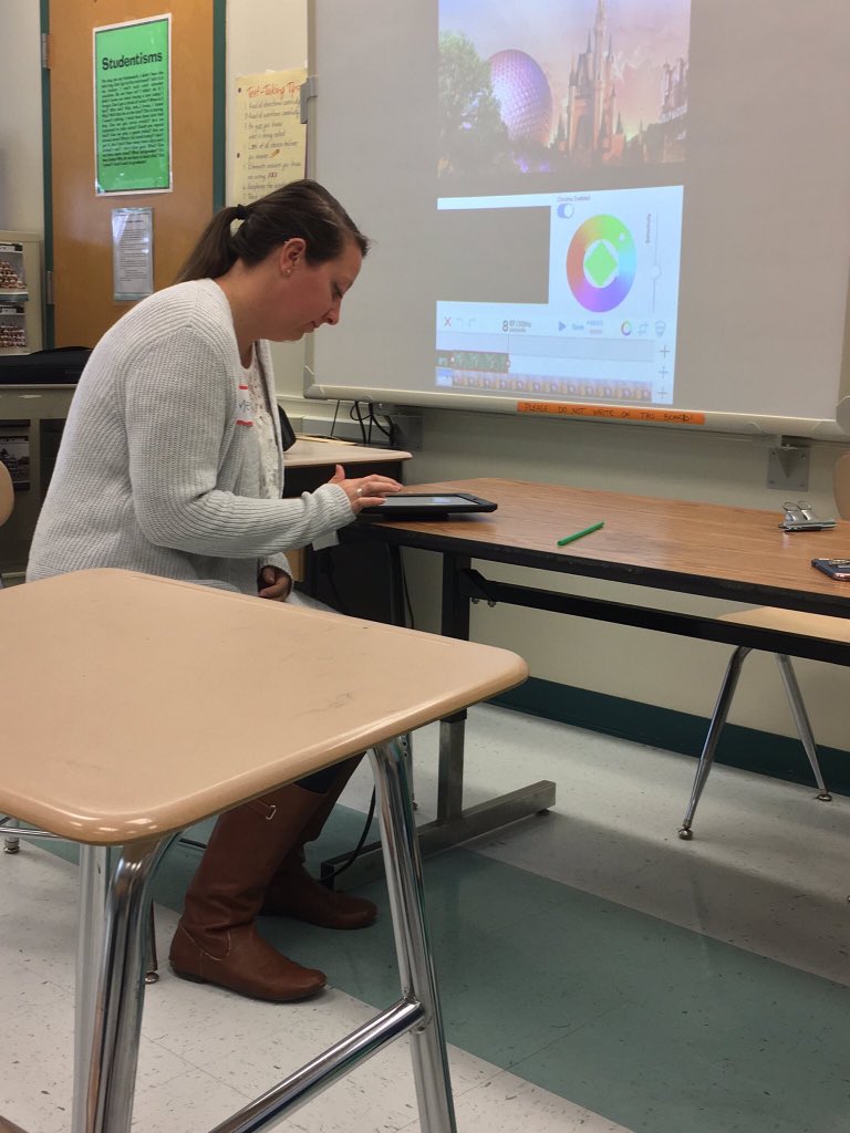 Miss_McTaggart's tweet photo. @Miss_Ashman_WCU working on our green screen project #EdCampwcasd https://t.co/PHx8VtMuYG