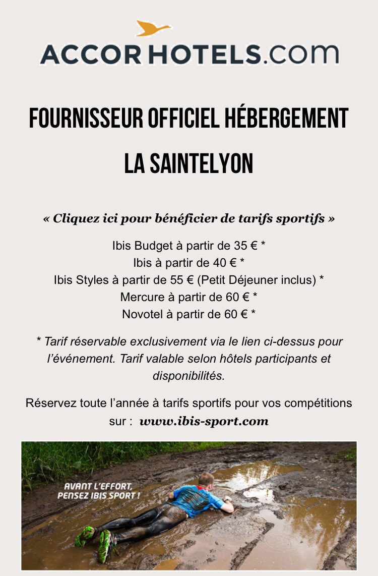 fhugonet's tweet photo. Pour la @saintelyon réservez votre hébergement à petits prix avec @AccorHotels_FR ! #saintelyon #accorhotels #lyon #running #lyon https://t.co/RjdccXPrR7