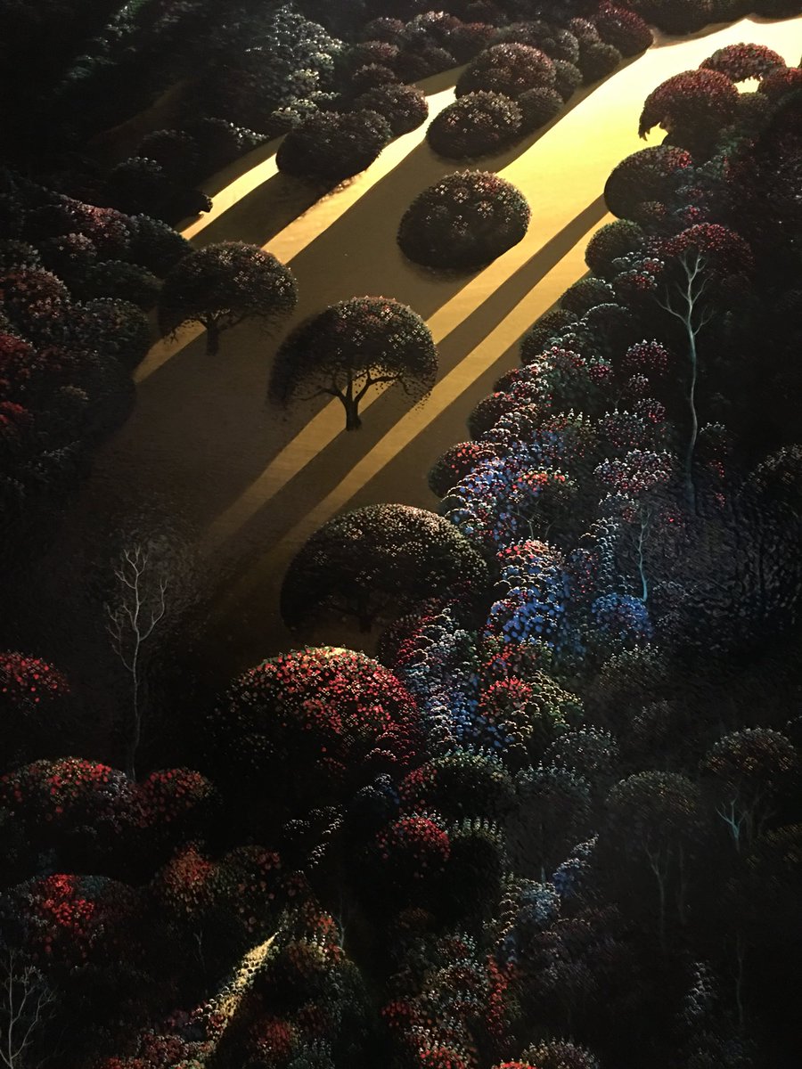 A painting of a hill by Eyvind Earle.
