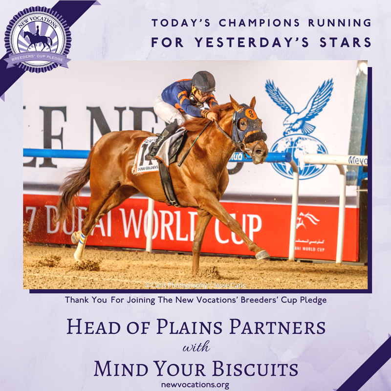 NewVocations's tweet image. Shout out to New Vocations Breeders' Cup Pledge supporter Heads of Plains Partners for a valiant effort put in by Mind Your Biscuits in the Twinspires @BreedersCup Sprint! #PledgeTBAftercare #17BC