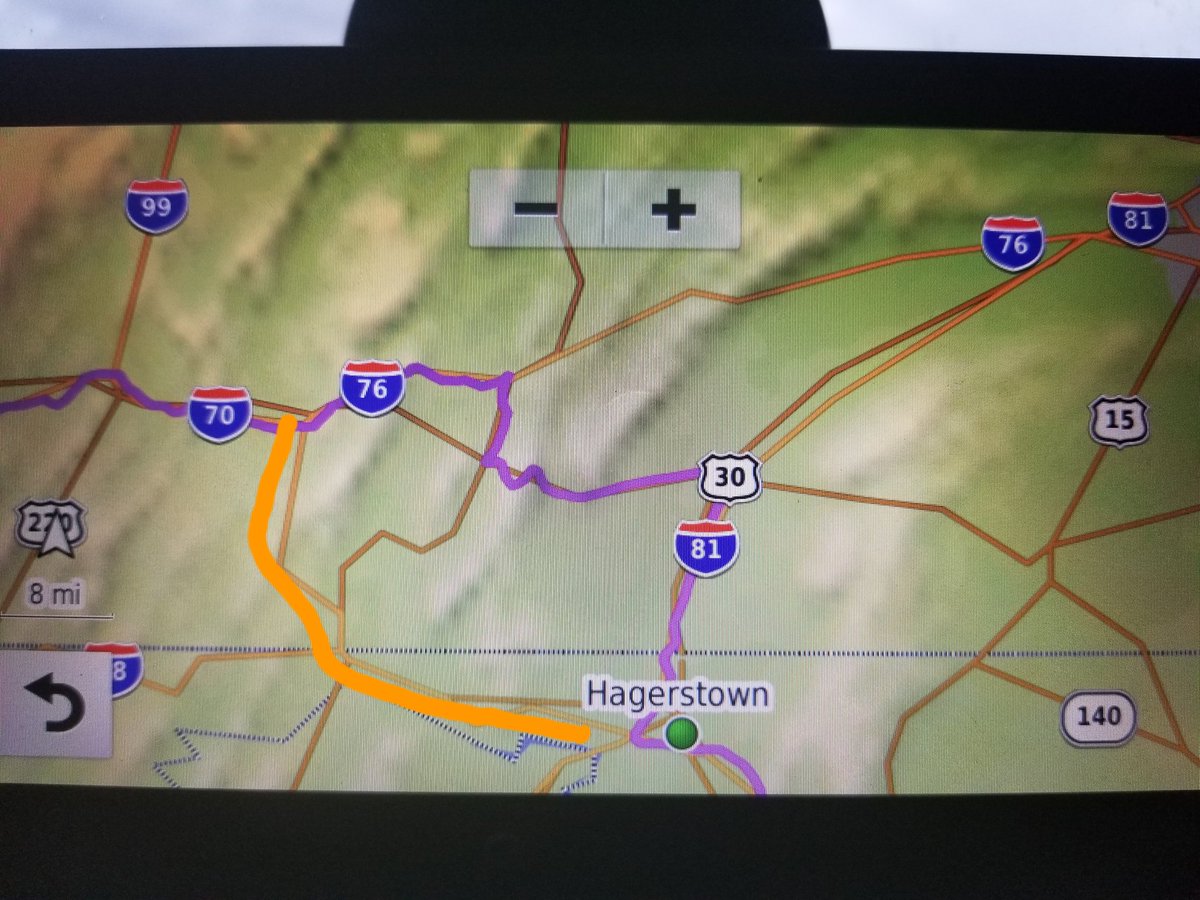 hellbenthagen's tweet photo. I don't like my Garmin, because clearly it hates me, why wouldn't I stay on 70 from Hagerstown to Breezewood? #FuckingTechnology https://t.co/4JBrovRyEq
