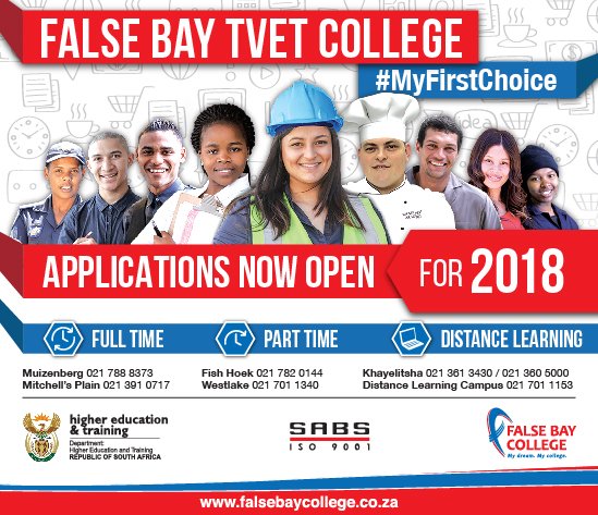 False Bay TVET College #MyFirstChoice. Click here to find out how to Apply ow.ly/ynkM30gkpsT