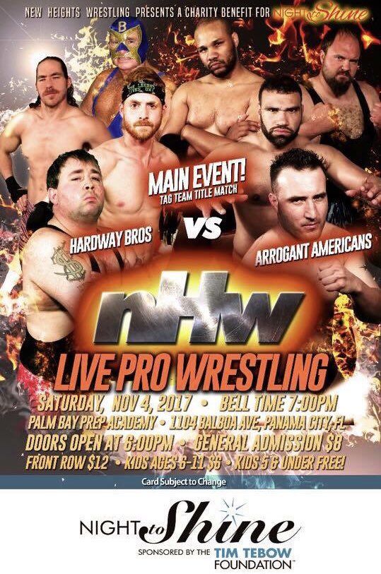 WBBooking's tweet photo. 🔥TONIGHT #NewHeightsWrestling INVADES #PanamaCity #Flordia w/#DandyJack v #BulletBob in a 💪🏼#armwrestling Match! #PalmBayPrepAcademy 🔥 https://t.co/ERYpbroJ2F