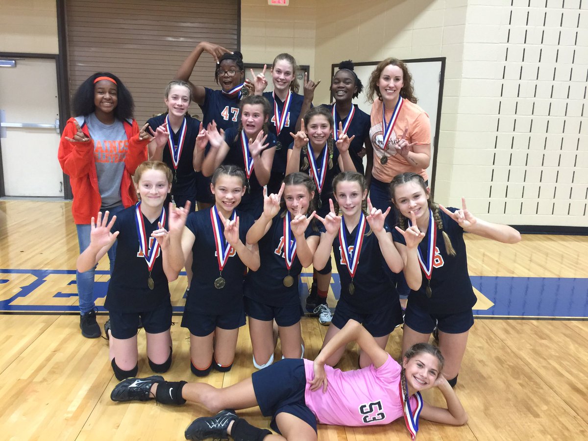 BainesAthletics's tweet photo. #wecametoreign Way to go Lady Horns Volleyball. 7A and 8B District Champions! https://t.co/0LdEswJFVs