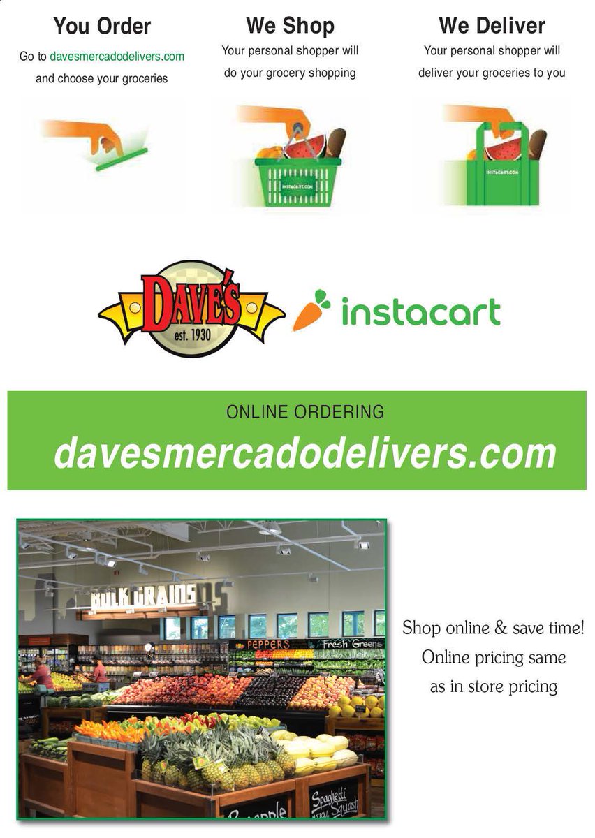 Like to shop at Dave's Mercado? Good news... they will be delivering too, starting on 11/9/17.... stay tuned for more information!