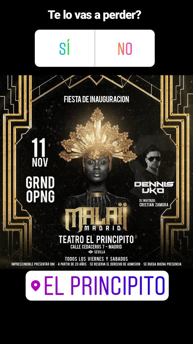 FDN_MV's tweet photo. Sábado 11 de noviembre gran inauguración, una sesión que va dar mucho que hablar en las noches de Madrid "MALAII"
+Info&amp;Reservas
699026077 https://t.co/b78nEpX8uQ