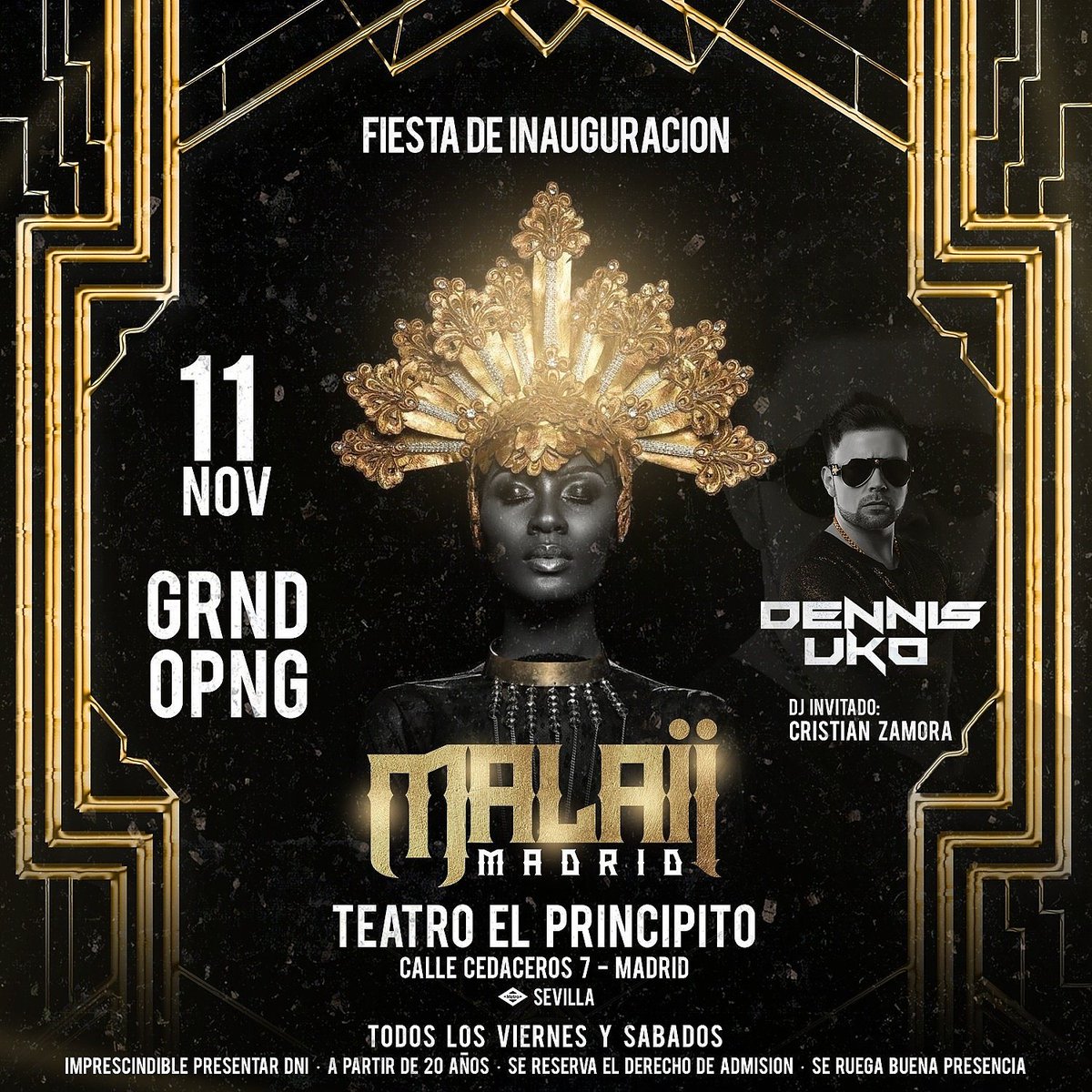 FDN_MV's tweet photo. Sábado 11 de noviembre gran inauguración, una sesión que va dar mucho que hablar en las noches de Madrid "MALAII"
+Info&amp;Reservas
699026077 https://t.co/CYo1Rs81NL