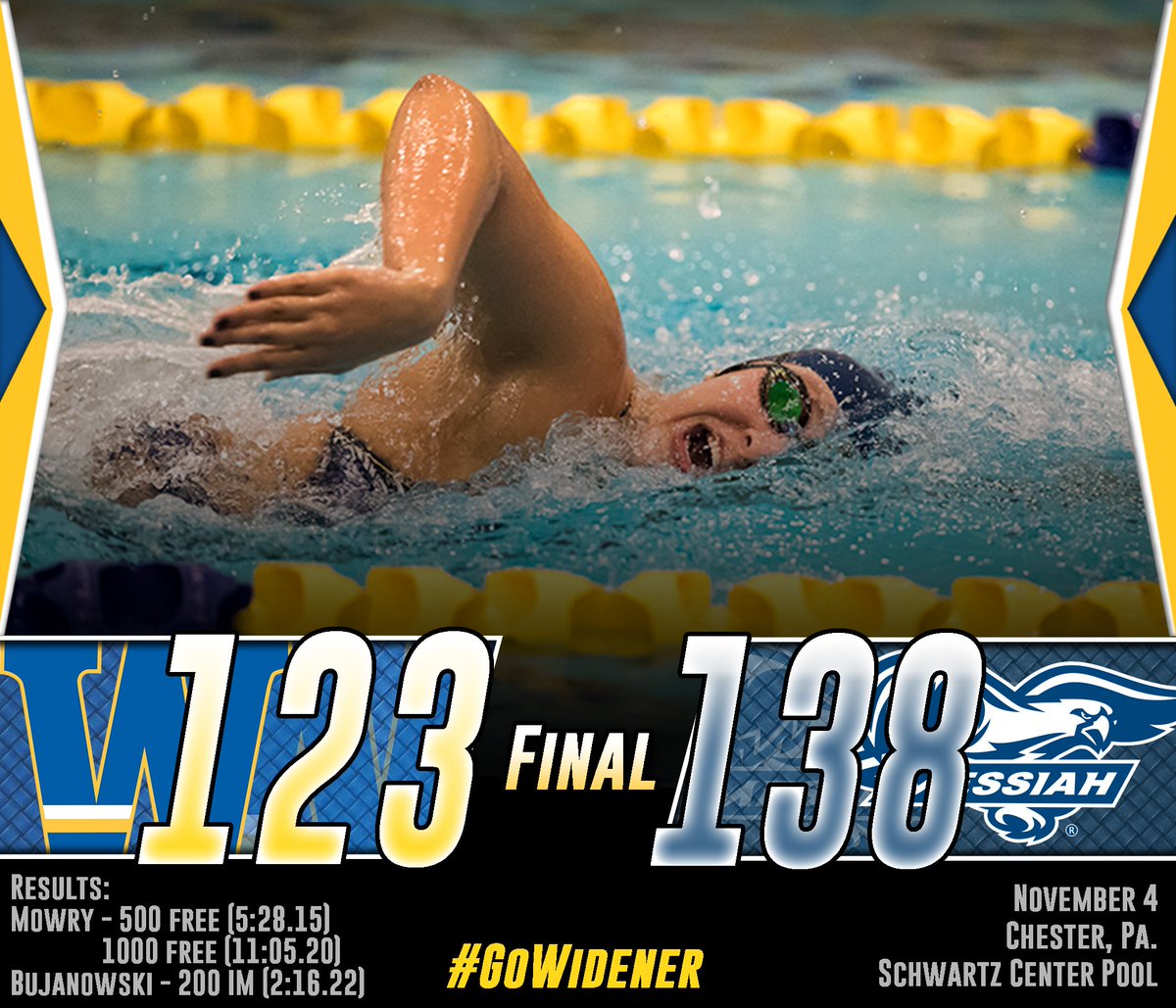Women's <a href="/WidenerSwimming/">Widener Swimming</a> splits a double-dual meet with Messiah and Hood #GoWidener